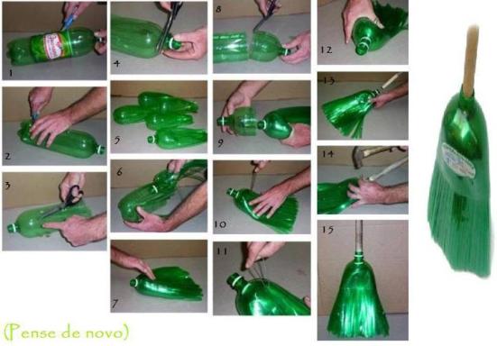 Reciclaje botella plastica en escoba